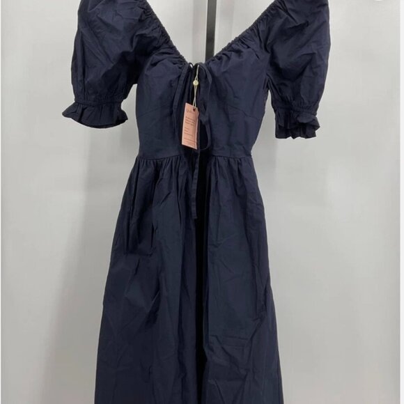 Quince Dresses & Skirts - Quince Organic100% Cotton Puff Sleeve Midi Dress In Navy #23